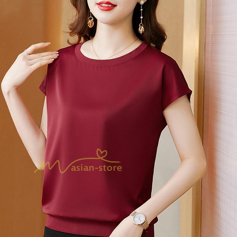 tシャツ・カットソー | トップス Tシャツ レディース 春 夏 秋 半袖 クルーネック 無地 プルオーバー 20代30代40代50代 ママ シンプル 着痩せ 大きいサイズ カジュアル 上品 お出かけ