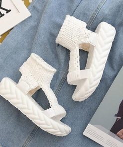 サンダル | レディース 厚底 メッシュ スポーツソックス 通気性 ニット歩きやすい