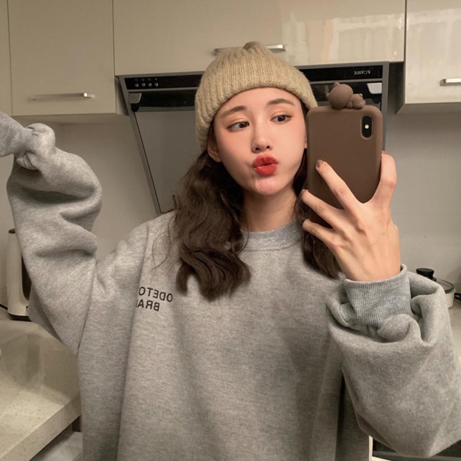 パーカ | 裏起毛 オーバーサイズ プルオーバー 体型カバー 長袖 トップス トレーナー スウェット レディース