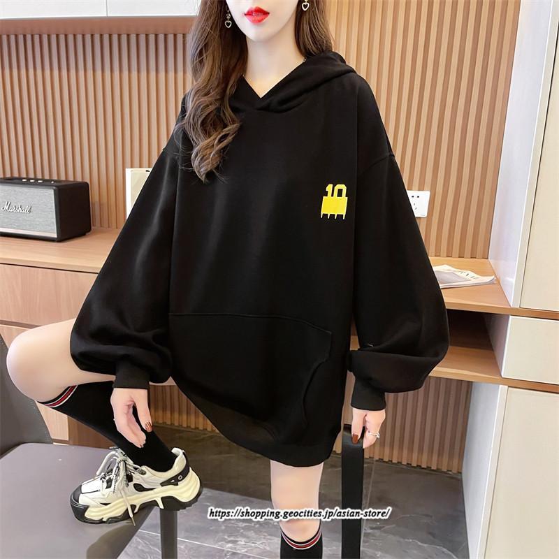 パーカー | レディース 秋 長袖 体型カバー スウェット トレーナー プルオーバー 厚手 後ポケット外し可 トップス 50代 40代 春 30代 おしゃれ 20代 フード