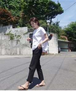 ｔシャツ・カットソー | Tシャツ レディース トップス 夏 半袖 可愛い 無地 切り替え 後ろプリーツ 黒 プルオーバー 体型カバー シンプル OL 大人 夏服 サマー