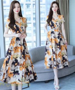 ミディアム | Aラインワンピース レディース 着痩せ 花柄 30代 40代 サマーワンピース ひざ下丈 ワンピース フレア きれいめ 大きいサイズ 上品 ポケット付き プリント 夏