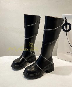 ロングブーツ | レディース ブーツ 秋冬 シューズ 靴 太ヒール チャンキーヒール 合皮ブーツ PUブーツ ロング靴 COS コスプレ 大人 後ろファスナー くつ