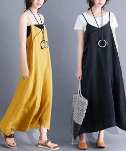 マキシ | キャミソールワンピース リネンワンピース ロングワンピース Aラインワンピース ワンピース キャミソール 大人 20代30代 無地 通学通勤 可愛い 夏秋物