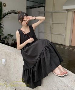 マキシ | 夏ワンピース ノースリーブ ロングワンピース レディース マキシワンピース 可愛い 春 夏 新作 無地 ロング丈 切り替え Aライン ゆったり フリーサイズ フレア