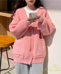 カーディガン | ニット秋冬レディース アウター ニット セーター 羽織り フロントボタン ポケット 長袖 パフスリーブ 無地 20代40代 通学通勤