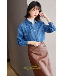 シャツ・ブラウス | デニムシャツ シャツ トップス レディース ブラウス デニム カジュアル レトロ風 通勤 通学 オシャレ キレイめ 上品 可愛い 秋服 ナチュラル 2022