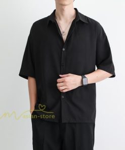 シャツ | 夏メンズ 半袖 涼感 落ち感 トップス 五分袖 前開き 開襟カジュアル男性 無地 かっこいい 上品 スリム 30代40代 大人 仕事 50代 夏服