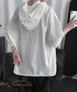 Tシャツ | トップス メンズ カットソー パーカー フード付き カジュアル 無地 7分丈 ゆったり 大きいサイズ 20代 30代 夏新作 ルームウェア 体型カバー シンプル