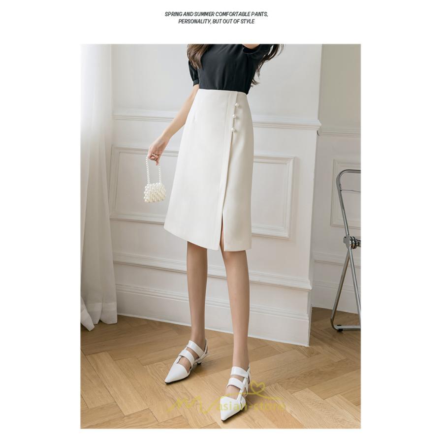 スカート | 膝丈 ひざ丈 Aラインスリット レディース 夏 おしゃれ 夏大人カジュアル 脚長 着痩せ ハイウエスト 上品 春夏秋冬 セクシー