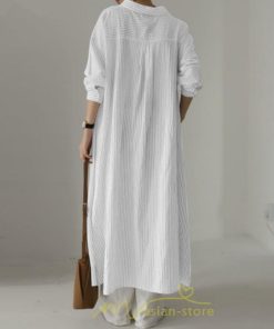 マキシ | Tシャツワンピース ワンピース 長袖 レディース 春 大きいサイズ きれいめ シャツワンピース ロング丈 マキシ丈 おしゃれ 可愛い ボーダー柄 綿麻 通勤 大人