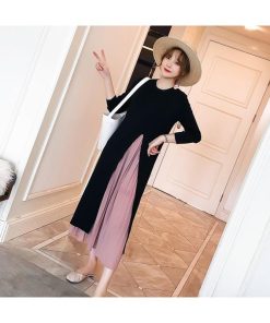 セール | 授乳ワンピース マタニティウェア ロングワンピース 切り替えワンピース 可愛い 秋服 レディース 長袖 秋冬 ヨコファスナー ママ 産前 授乳可 上品 産後
