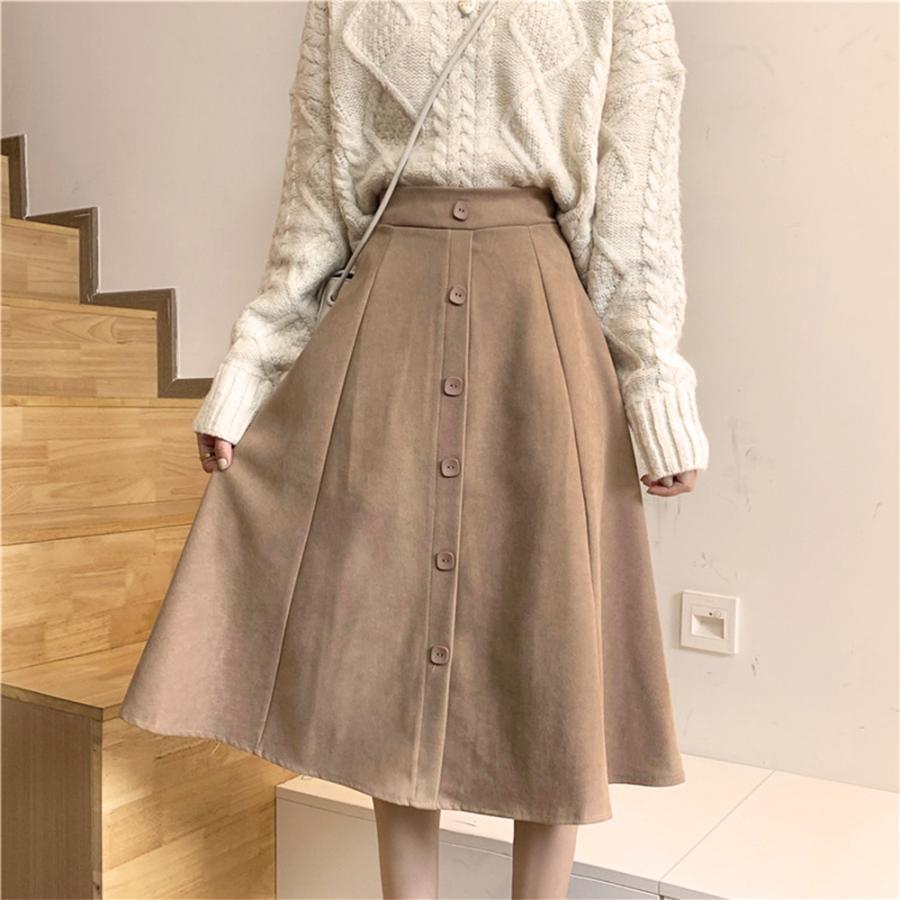 フレアスカート | ミモレ丈スカート ボトムス スカート 女性 スカート 春秋冬 レディース ファッション 後ろウエストゴム