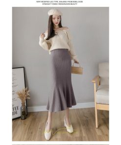 スカート | ロング丈 秋冬 レディース ロングウエストゴム ハイウエスト 黒 グレー マーメイド コーデ お出かけ 韓国風 脚長効果 フレア 人気新作