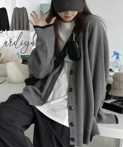 ニット・セーター | ニットアウター ニットトップス シンプル V 韓国風 ニットカーディガン ネック 羽織 秋冬 ゆったり レディース 長袖