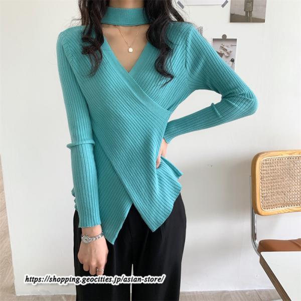 ニット・セーター | カットソー ニット レディース リブニット 長袖 秋冬 春 トップス スリム ストレッチ インナー 無地 長袖ニット 長袖カットソー プルオーバー 通学通勤 着痩せ