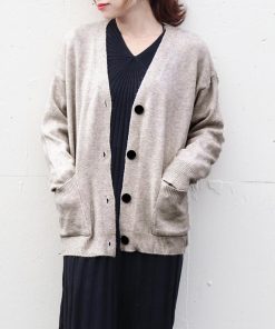 カーディガン | アウター ゆったりVネック ポケット付き 体型カバー 羽織 カーデトップス 無地 おしゃれ ニットレディース