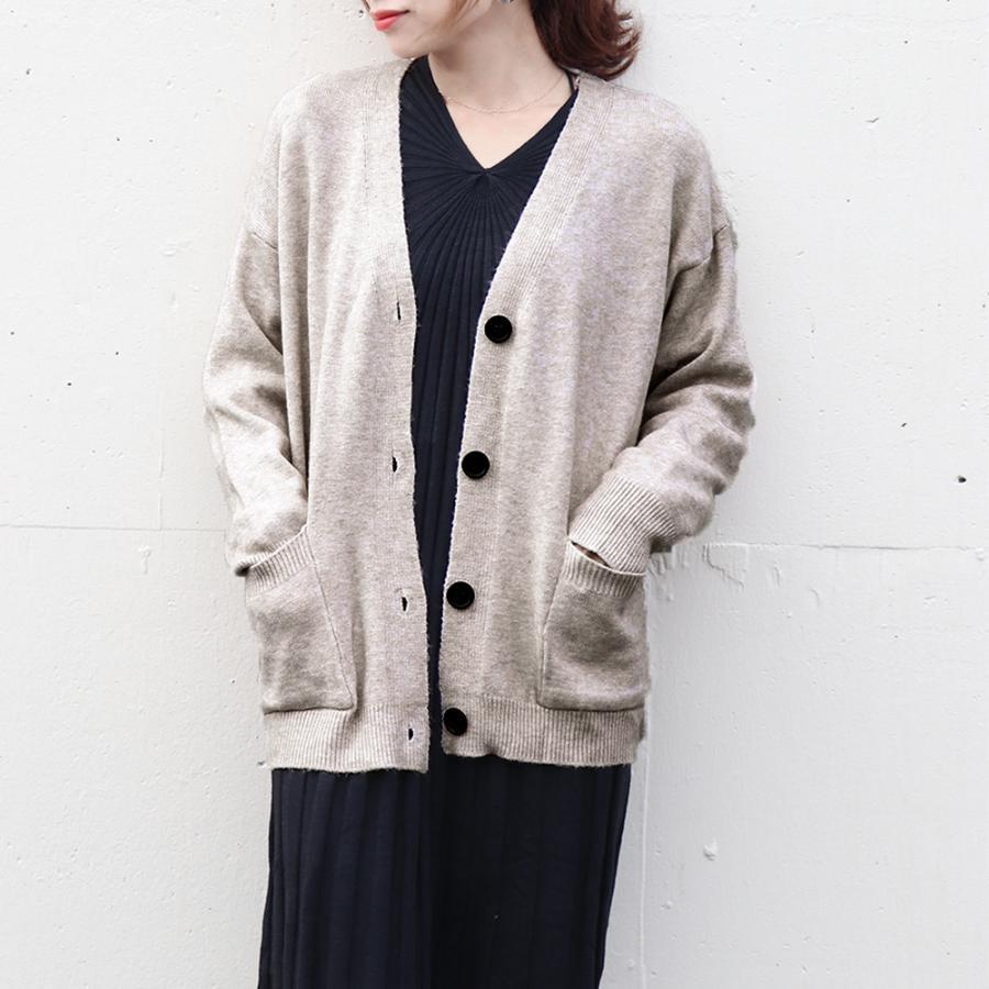 カーディガン | アウター ゆったりVネック ポケット付き 体型カバー 羽織 カーデトップス 無地 おしゃれ ニットレディース