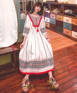 マキシ | ワンピース 夏 レディース リゾート きれいめ 夏ワンピ ファッション エスニック 幾何学柄 ウエストゴム レトロ サマーワンピース ロング 海外旅行 上品 夏服