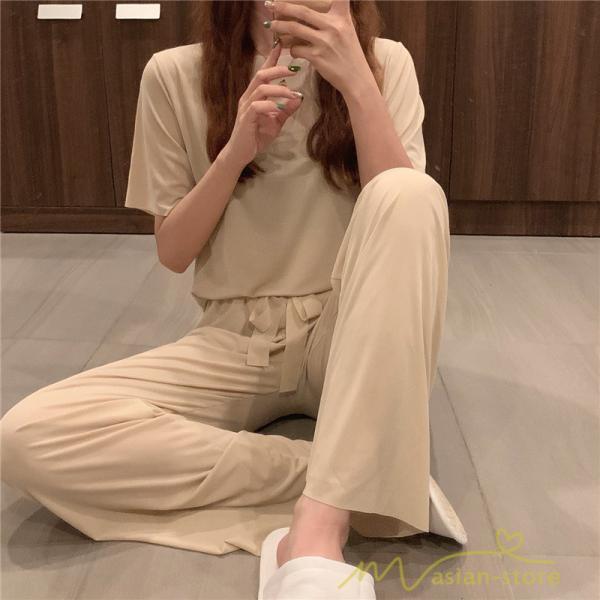 パジャマ ルームウェア | パジャマ レディース 夏 半袖 ルームウェア 涼しい 部屋着 ナイトウェア 寝間着 上下セット 薄手パジャマ 柔らかく軽い薄手の快適Tシャツパジャマ 部屋着