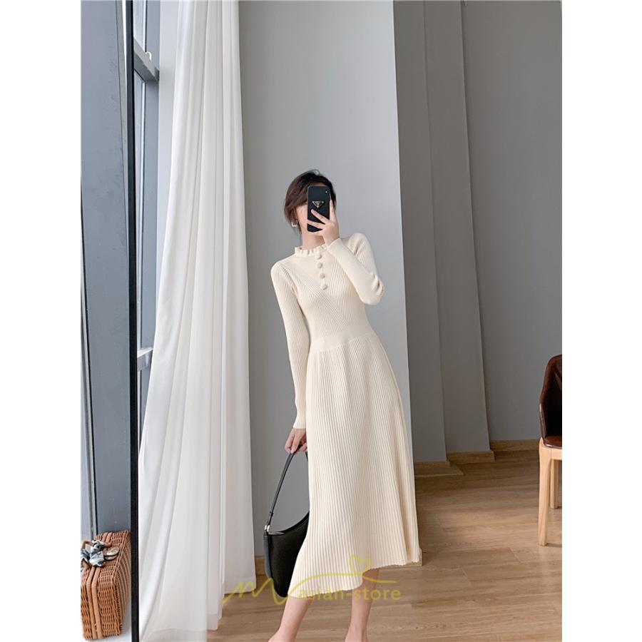 ニットワンピース | レディース 冬 きれいめ ロング おしゃれ 秋冬 長袖 送料無料 可愛い 着痩せ Aライン 20代30代40代50代 韓国風 ハイネック