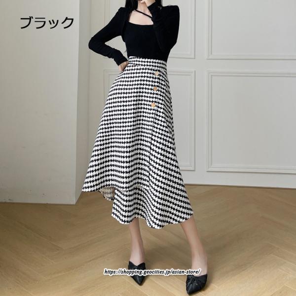 スカート | ロングきれいめ レディース ロング丈 Aライン 20代 30代 40代 50代 秋 冬 千鳥格柄 細見え 可愛い ハイウエスト お出かけ 高見え