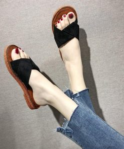 サンダル | ぺたんこレディース フラット クロスストラップコンフォート ビーチスエ−ド調 スリッパ