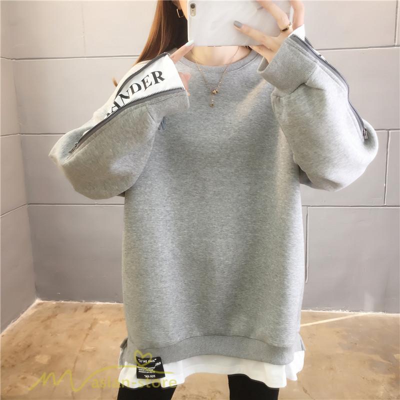 パーカー | トレーナー レディース 秋物 長袖フェイク ロングT 重ね着風 スウェット トップス 秋服 ゆったり 秋冬 大人 プルオーバー 20代30代40代50代60代