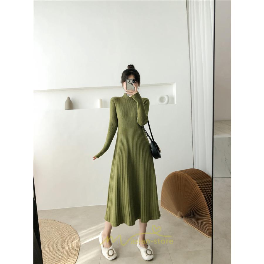 ニットワンピース | ワンピース 春 春服 レディース 長袖 ゆったり 秋 冬 ロング丈無地 20代30代40代50代 可愛い お出かけ 着痩せ 大人 通勤