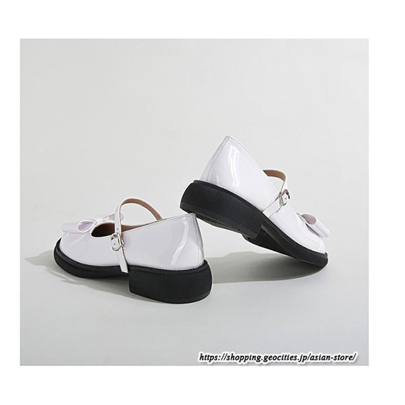 パンプス | ラウンドトゥ ストラップ 厚底 レディースシューズ 太ヒール ぺたんこ ベーシック 黒白蝶 無地 靴 26.5cm 上品 大きいサイズ 大人