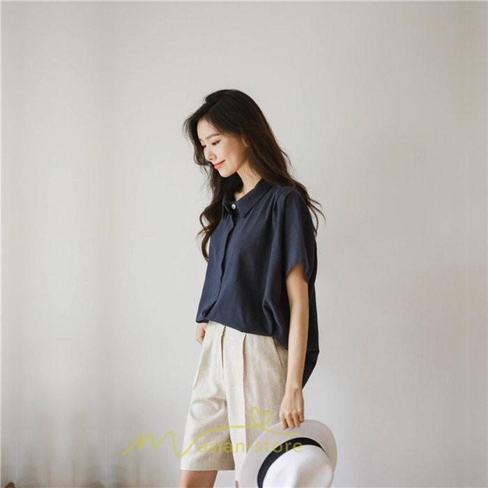 シャツ・ブラウス | ブラウス トップス 半袖 レディース 韓国風 2022新作 体型カバー シャツ 20代 30代 40代 50代 60代 大人 無地 可愛い ゆったり 夏 春 夏服 おしゃれ