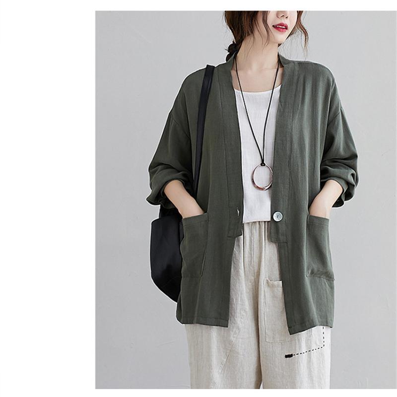 カーディガン | 羽織り レディース 秋服 ライトアウター Vネック 麻綿 無地 20代 30代 春 夏 秋 長袖 カジュアル 40代 50代 秋コーデ 秋かわいい