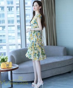 ミディアム | ワンピース レディース Vネック 半袖 花柄 おしゃれ Aライン ミディアムワンピース 着やせ エレガント 大きいサイズ 上品 膝丈 20代 30代 大人 40代