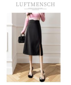 スカート | ロング 秋 秋服 レディース ボトムス ロングミモレ冬 スリット 無地 可愛い カジュアル 可愛い キレイめ オシャレ 着痩せ 韓国風