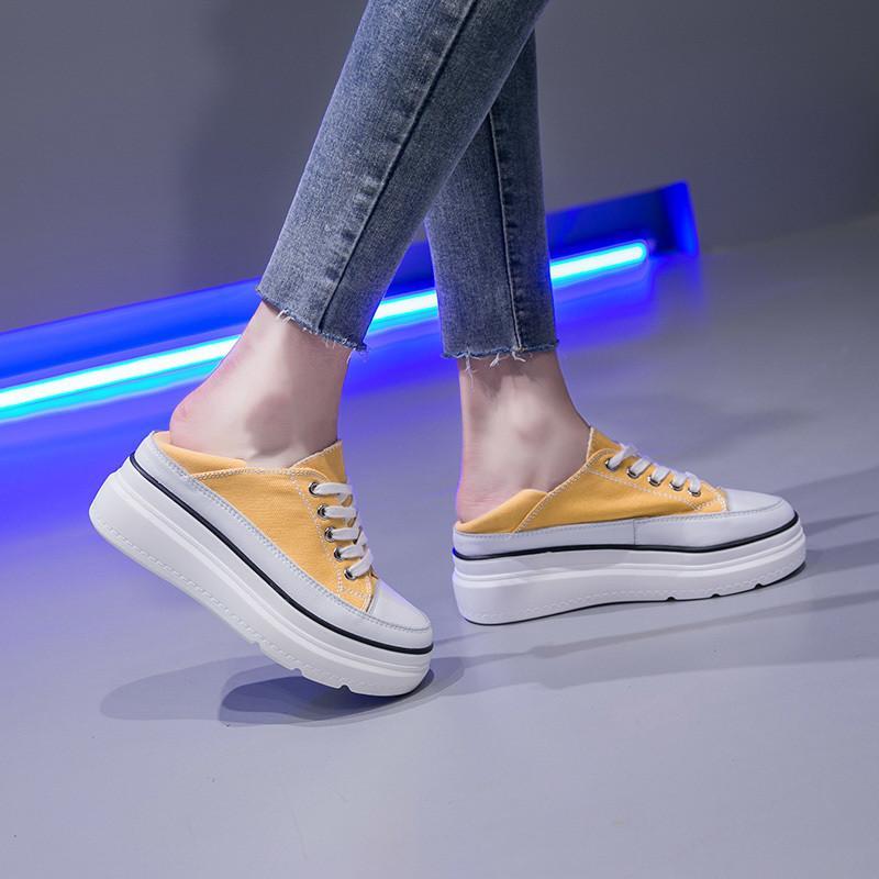 スニーカー | 厚底シューズ キャンバス厚底レディース レースアップ ラウンドトゥ 滑り止めソール ウォーキングシューズ スニーカー スポーツ