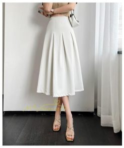 スカート | ハイウエスト ロングレトロ Aライン女性 マキシ丈ボトムス 春秋夏 お洒落 通勤 エレガント プリーツ20代30代40代