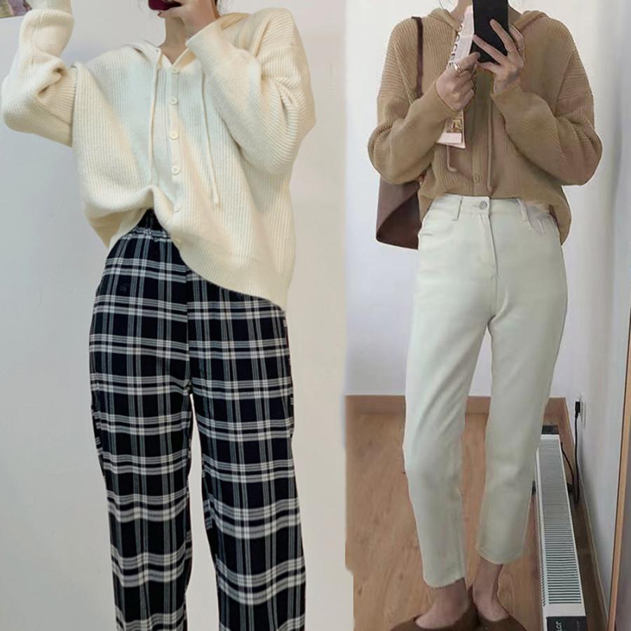 カーディガン | 韓国 ニットフード付き 秋