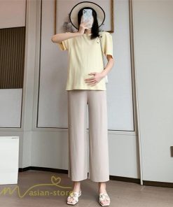 パンツ レギンス | ワイドパンツ マタニティウェア 妊婦服 サマーパンツ 着痩せ 上品 無地 マタニティパンツ 大きいサイズ サマー 夏服 お出かけ 日常感 妊婦服 産前 ウエストゴム