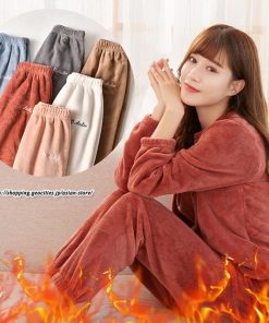 パジャマ　ルームウェア | パジャマ ルームウェア レディース 秋冬 モコモコ 長袖パジャマ フランネル ルームウェア 暖かい 上下セット 厚手部屋着 可愛い ホームウェア 寝巻き 室内