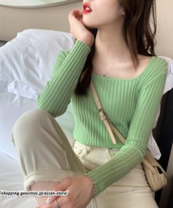 ニット・セーター | 秋 冬 ニット セーター 長袖 スクエアネック レディース トップス 無地 洗えるニット お洒落 シンプル 通勤 OL 上品 可愛い リブ きれいめ トレンド かわいい