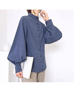 シャツ・ブラウス | シャツブラウス レディーストップス パフスリーブ 可愛い ビジネスカジュアルウェア エレガント 通学通勤 柔らか つや消しシャツ S L M 2020秋冬 XL 4色