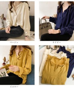 シャツ・ブラウス | 大人 夏 トップス ブラウス オフィス シャツブラウス 長袖 春 フォーマル おしゃれ Vネックブラウス ゆったり レディース