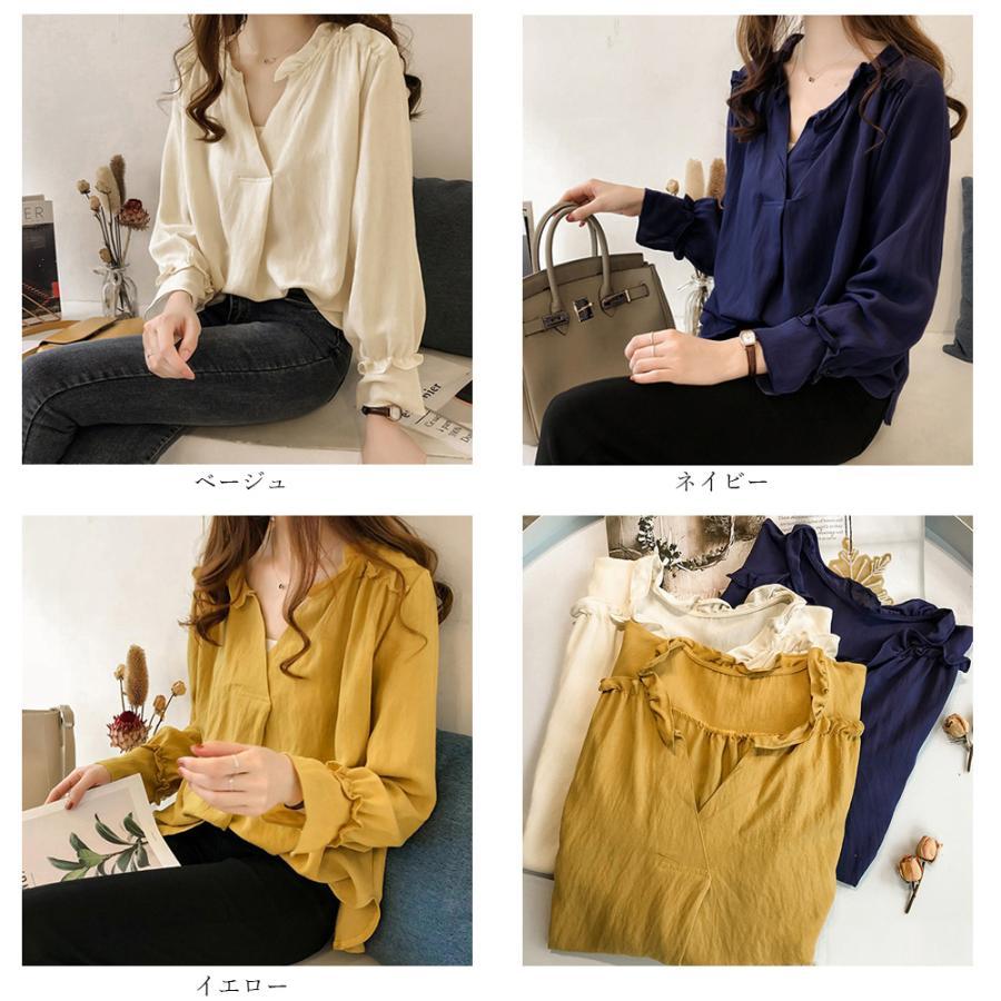 シャツ・ブラウス | 大人 夏 トップス ブラウス オフィス シャツブラウス 長袖 春 フォーマル おしゃれ Vネックブラウス ゆったり レディース
