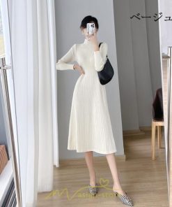 ニットワンピース | レディース 冬 きれいめ ニットフレア ロング おしゃれ タートルネック 秋冬 送料無料 通勤 可愛い おしゃれ デート 20代30代40代50代