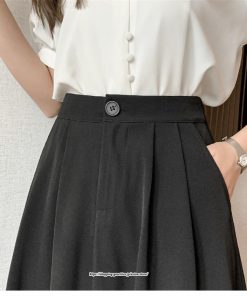 スカート | ロングAラインミモレ丈 フリル高見え ハイウエスト 秋冬 無地 ゆったり キレイめ 通勤 お出かけ デート 通学 着痩せ