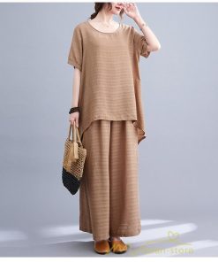 セットアップ | レディース 夏 40代 20代 コーデ カジュアル 2点セット Tシャツ 半袖 ガウチョパンツ 綿麻 大きいサイズ ゆったり 通勤 大人 着痩せ おしゃれ