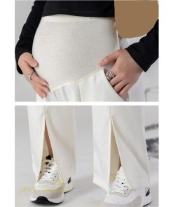 パンツ レギンス | マタニティパンツ ワイドパンツ 無地 妊婦服 おしゃれ ゆったり マタニティウェア パンツ 着痩せ 無地 サマーパンツ お出かけ 日常 ウエスト調整 裾口スリット