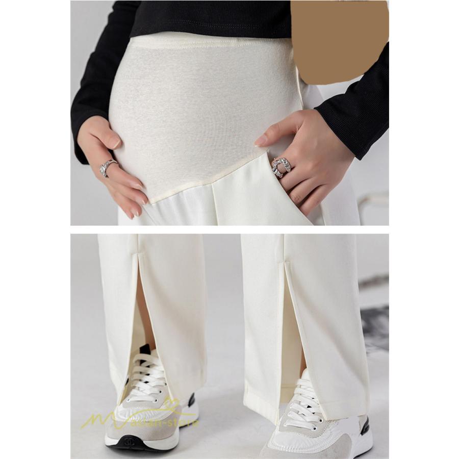 パンツ レギンス | マタニティパンツ ワイドパンツ 無地 妊婦服 おしゃれ ゆったり マタニティウェア パンツ 着痩せ 無地 サマーパンツ お出かけ 日常 ウエスト調整 裾口スリット