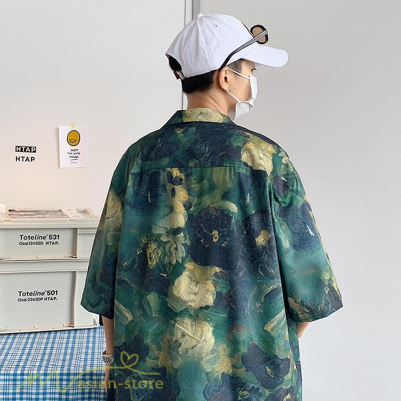 シャツ | ライトアウター メンズ メンズサマープリント カッコウイイ 夏服 新作 カジュアル レトロ風 上品 ワイドゆったり 大きいサイズ