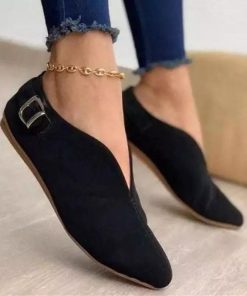 パンプス | フラットポインテッドトゥ Vカット バレエシューズ 靴 レディース スリップオン ベーシック ぺたんこ スエードパンプス ペタンコ シューズ